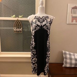 EUC Apt. 9 Black & White Floral Sleeveless Dress M